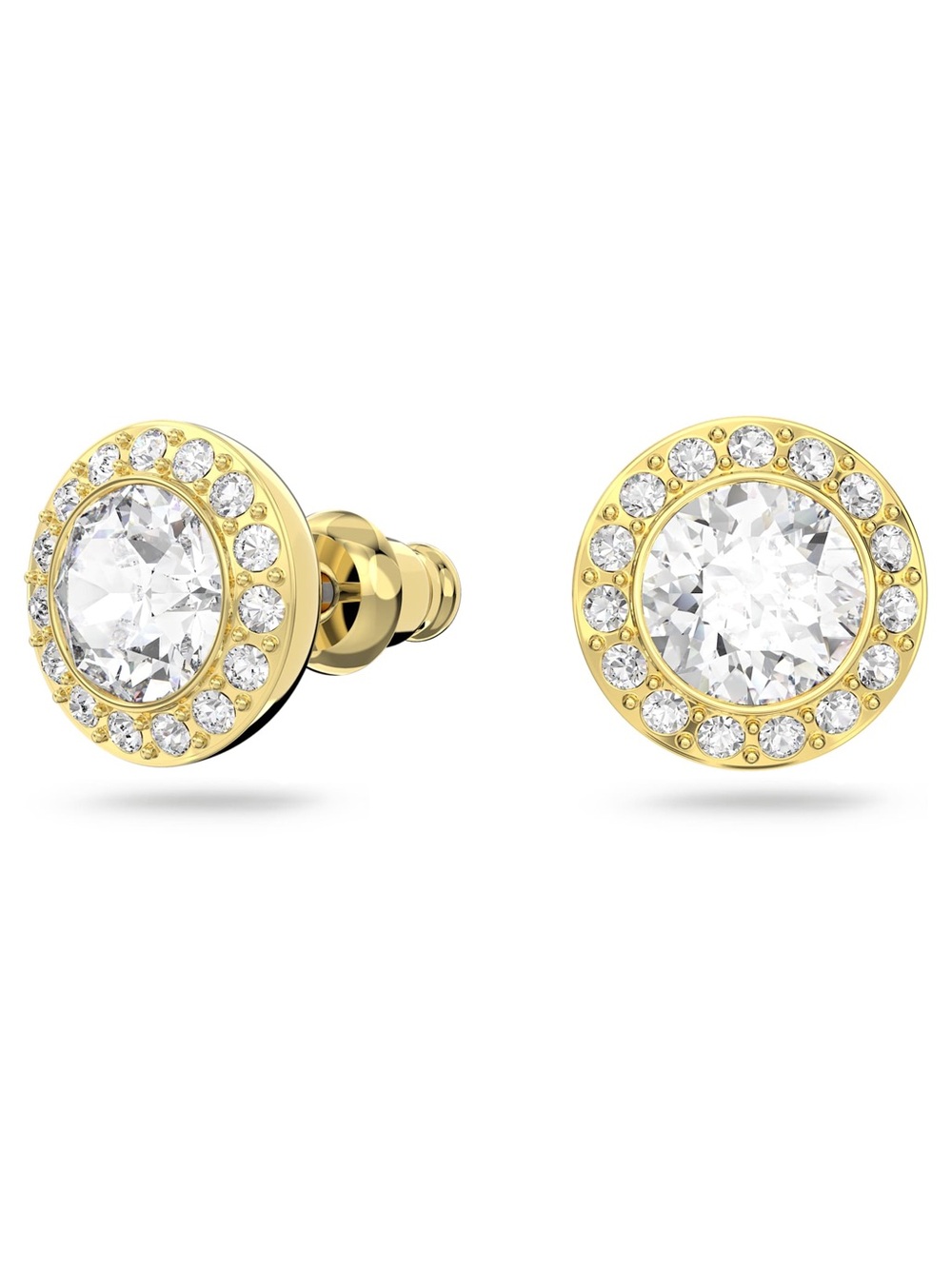 Swarovski Crystal Stud Halo Earrings in Gold-Tone NIB